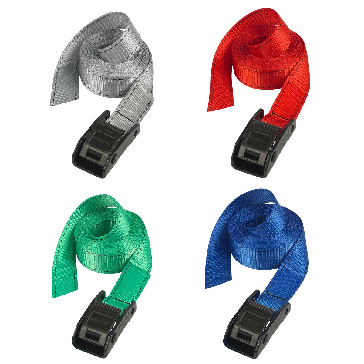 Master lock 3110EURDAT Sangle d'arrimage avec boucle à griffes, Gris, 2,50m x 25mm Sangle, Pack de 2