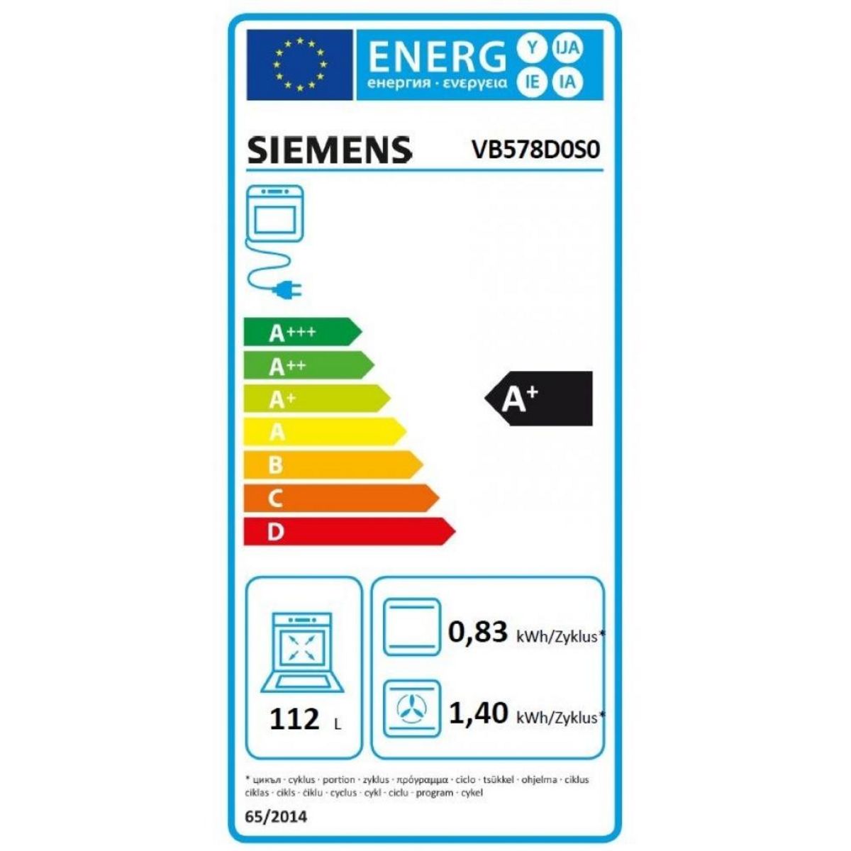 Siemens Four intégrable multifonction 112l 90cm a+ pyrolyse inox - vb578d0s0
