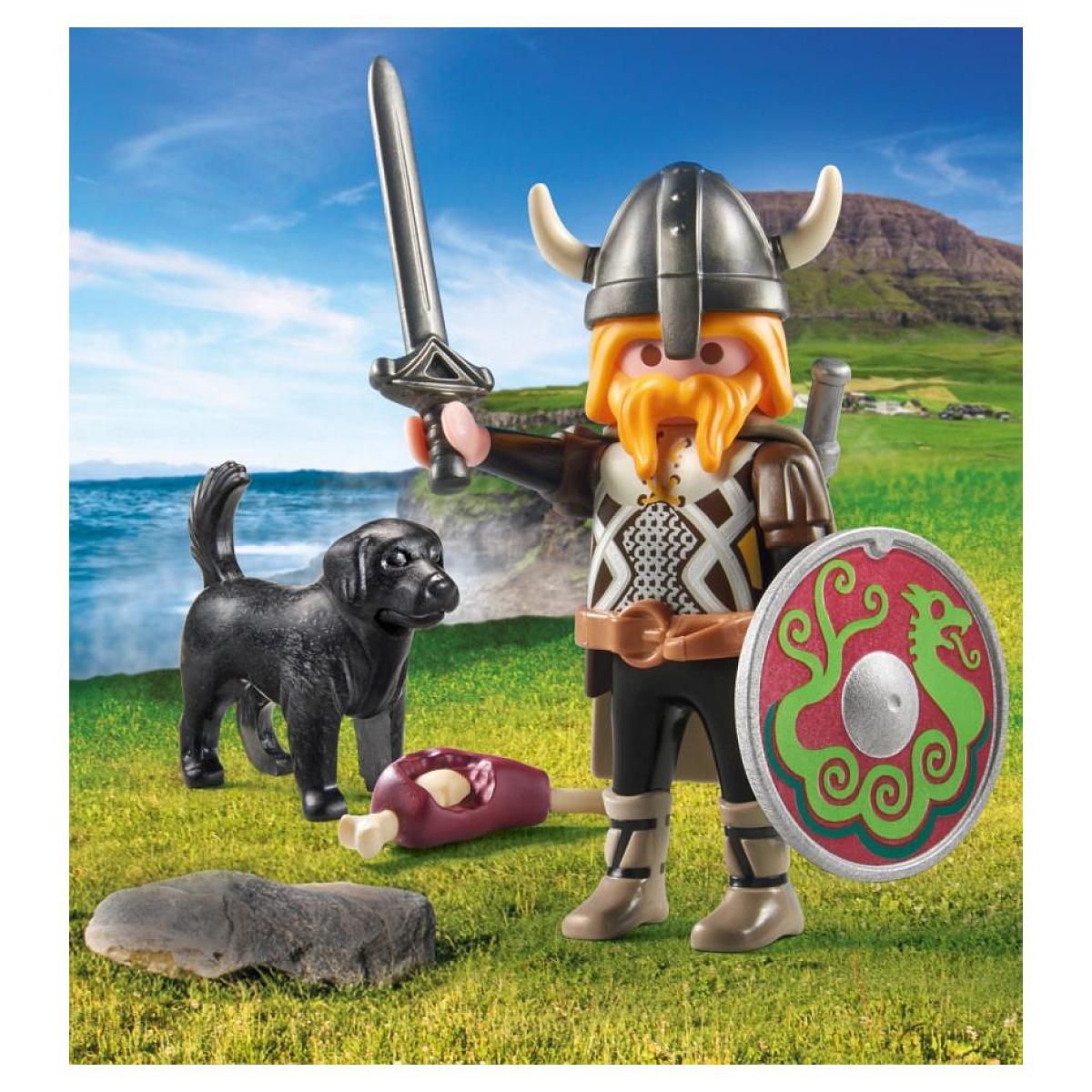 PLAYMOBIL 71755 Viking avec chien, bouclier et armes