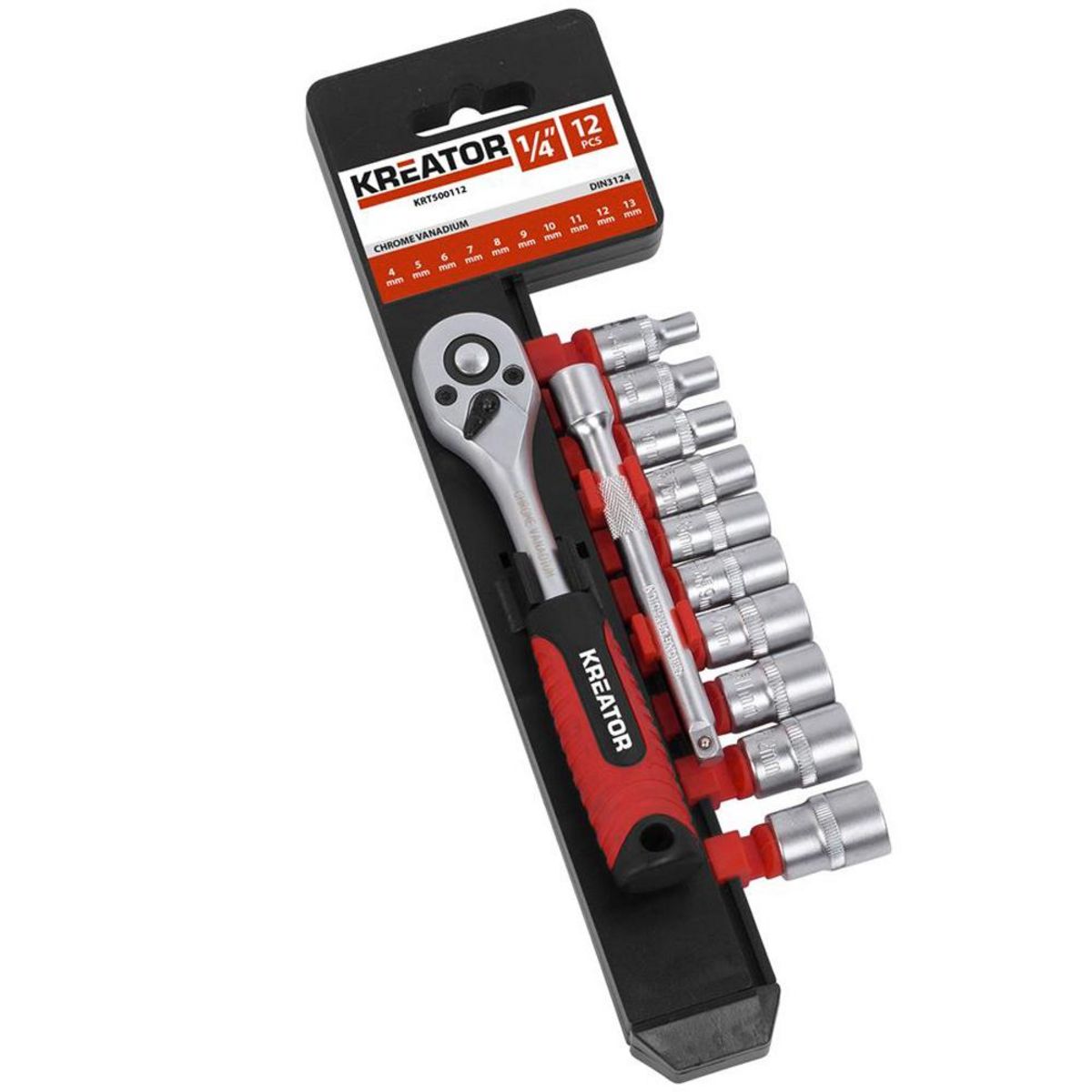 KREATOR Coffret cliquet 1/4 avec douilles  12pcs  Kreator