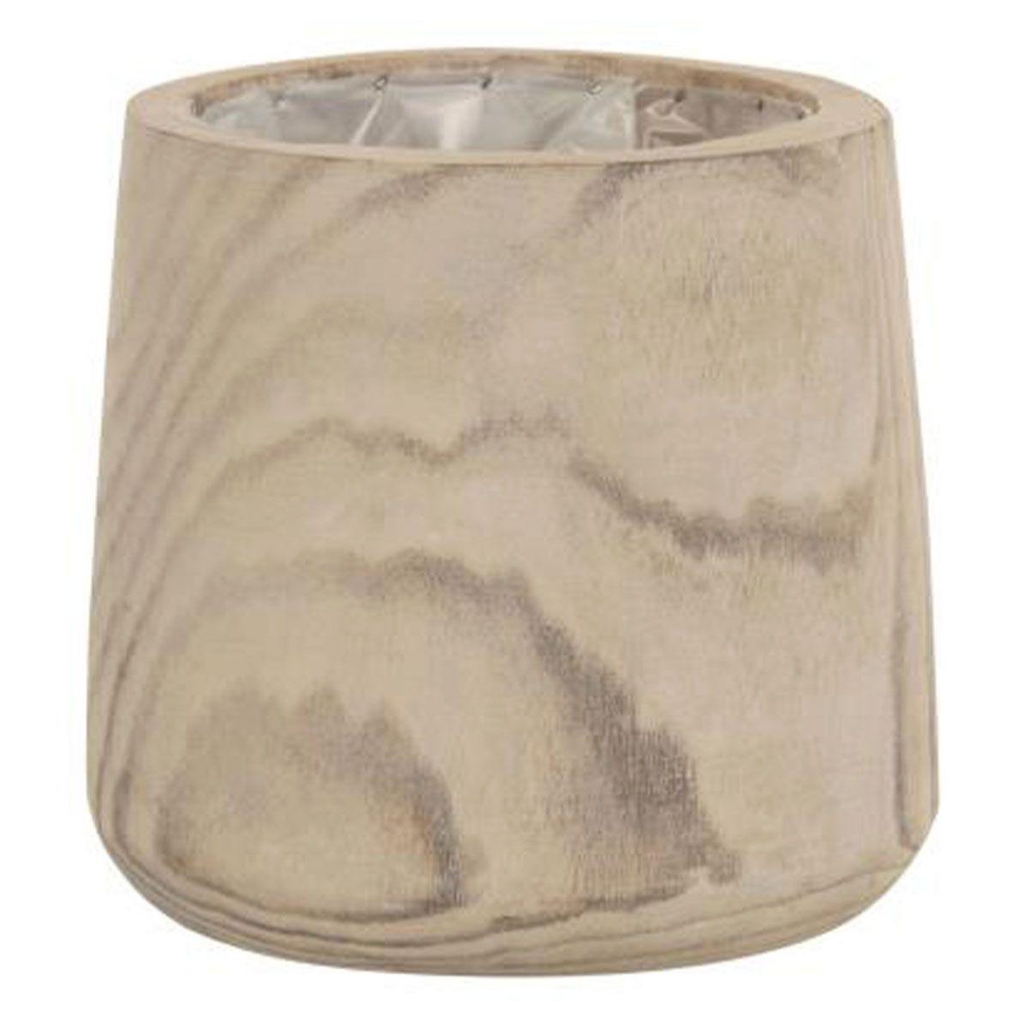J-LINE Cache-pot en bois  wave  26cm naturel