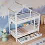 Voir la diapositive 5 : MERAX Lit superposé 90x200cm bois et mdf coloris blanc