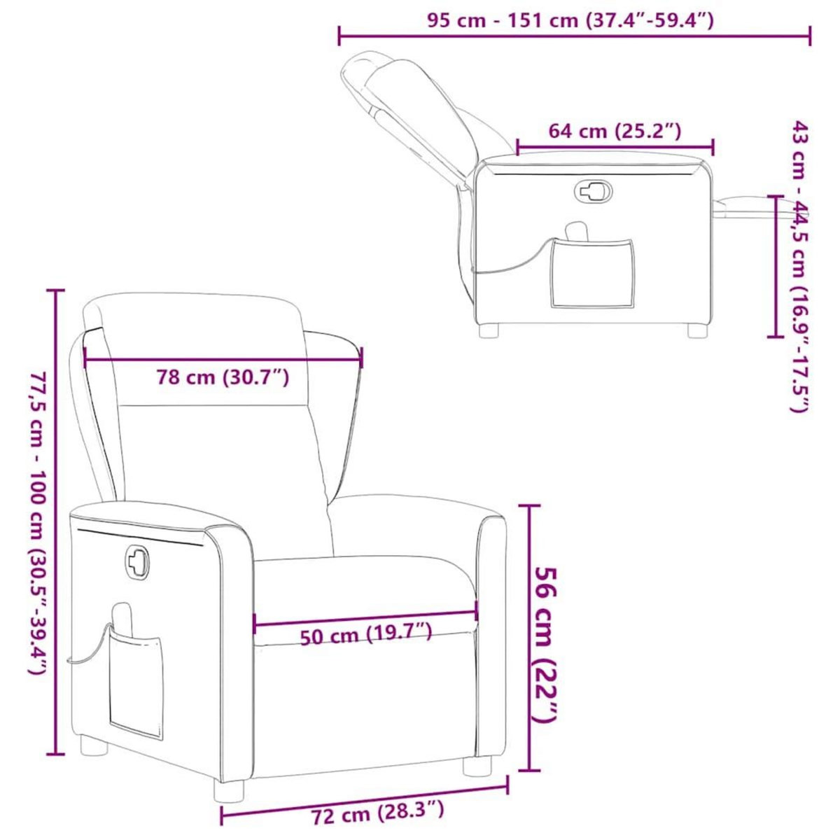 VIDAXL Fauteuil de massage inclinable Creme Tissu