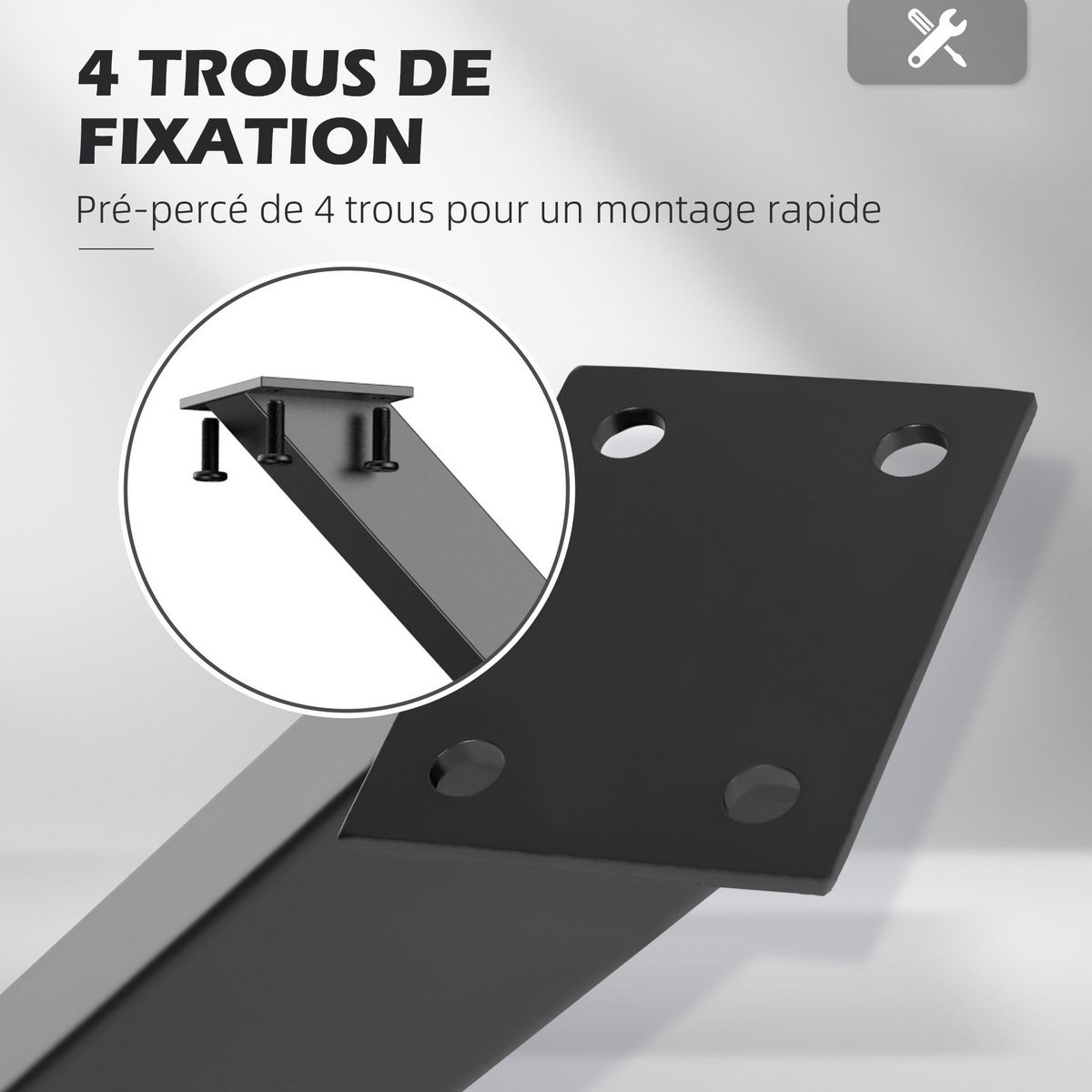 HOMCOM Lot de 2 pieds de table design industriel en croix - piètement antidérapant - dim. 70L x 8l x 72H cm - acier époxy noir