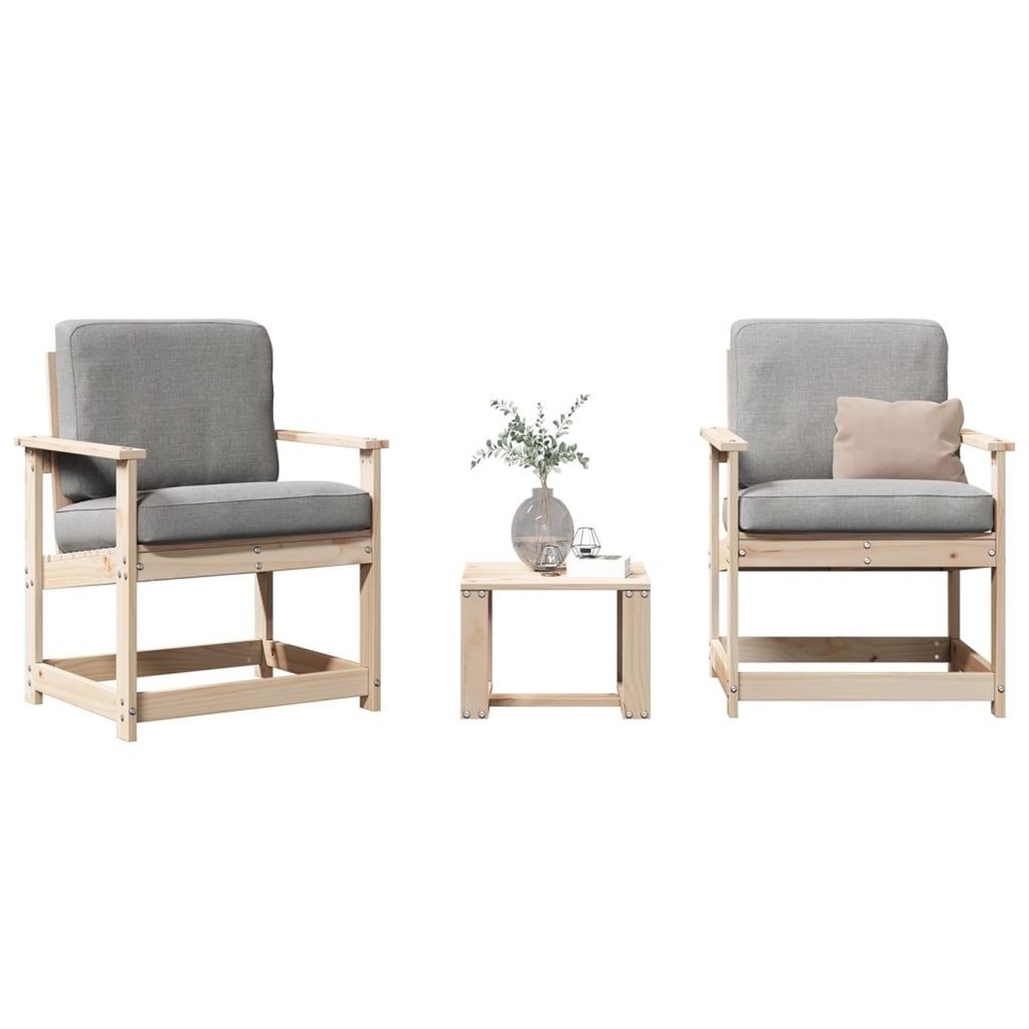 VIDAXL Salon de jardin 3 pcs bois massif de pin