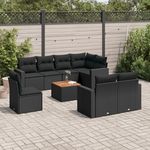 VIDAXL Salon de jardin 9 pcs avec coussins noir resine tressee