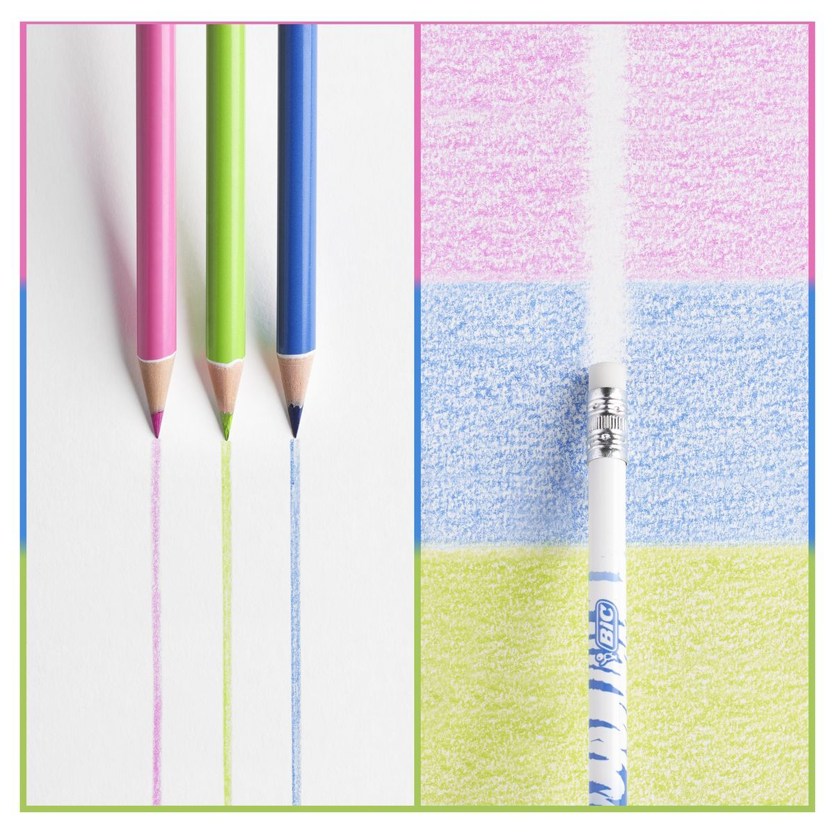 BIC Etui de 24 crayons de couleur effaçables Kids Evolution Illusion