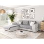 Voir la diapositive 1 : Canapé d'angle gauche convertible CLELIA, 4 places, tissu microfibre gris PU blanc ou noir