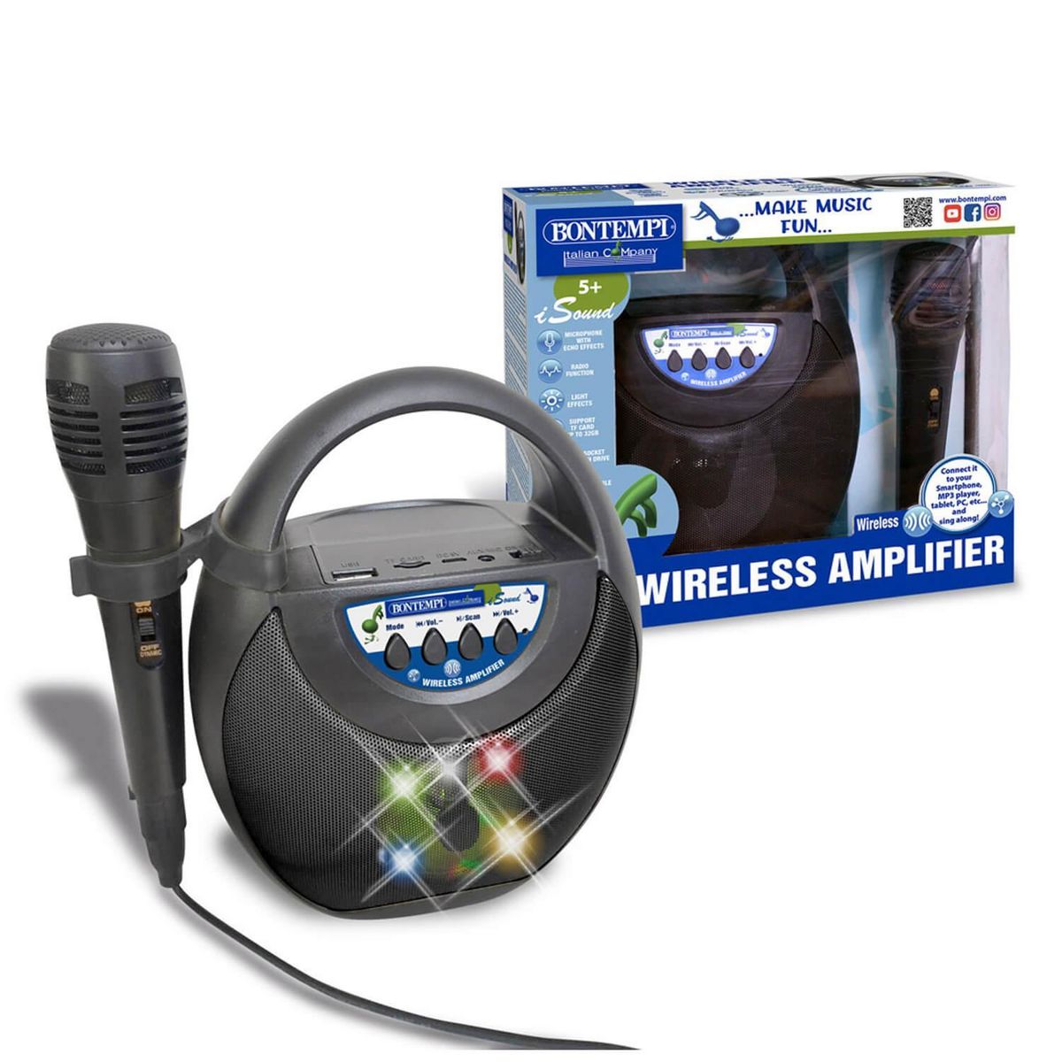 Bontempi Amplificateur avec connexion sans fil avec 1 micro effet echo