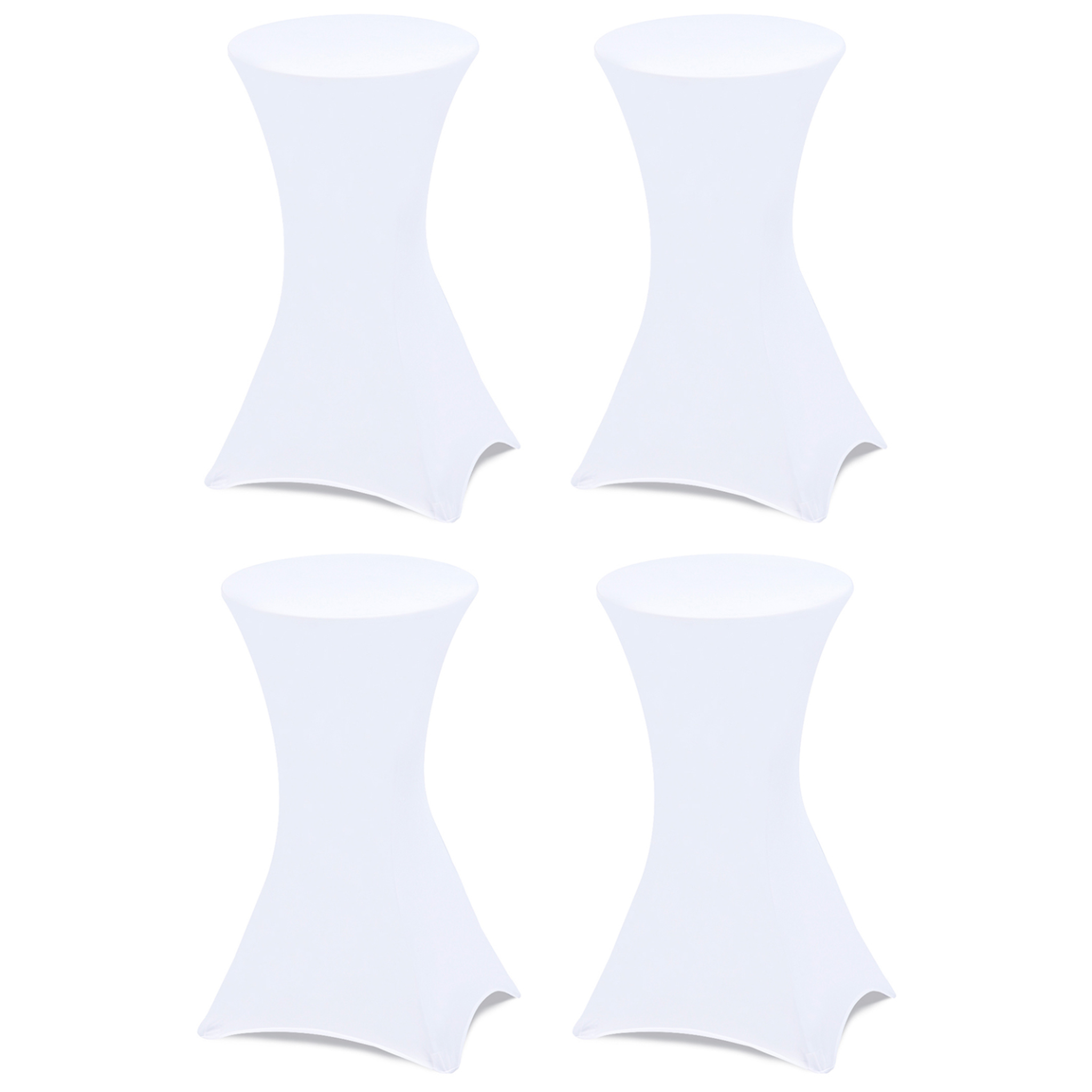 Voir la diapositive 6 : ID MARKET Lot de 4 tables hautes pliantes 105 cm et 4 housses blanches
