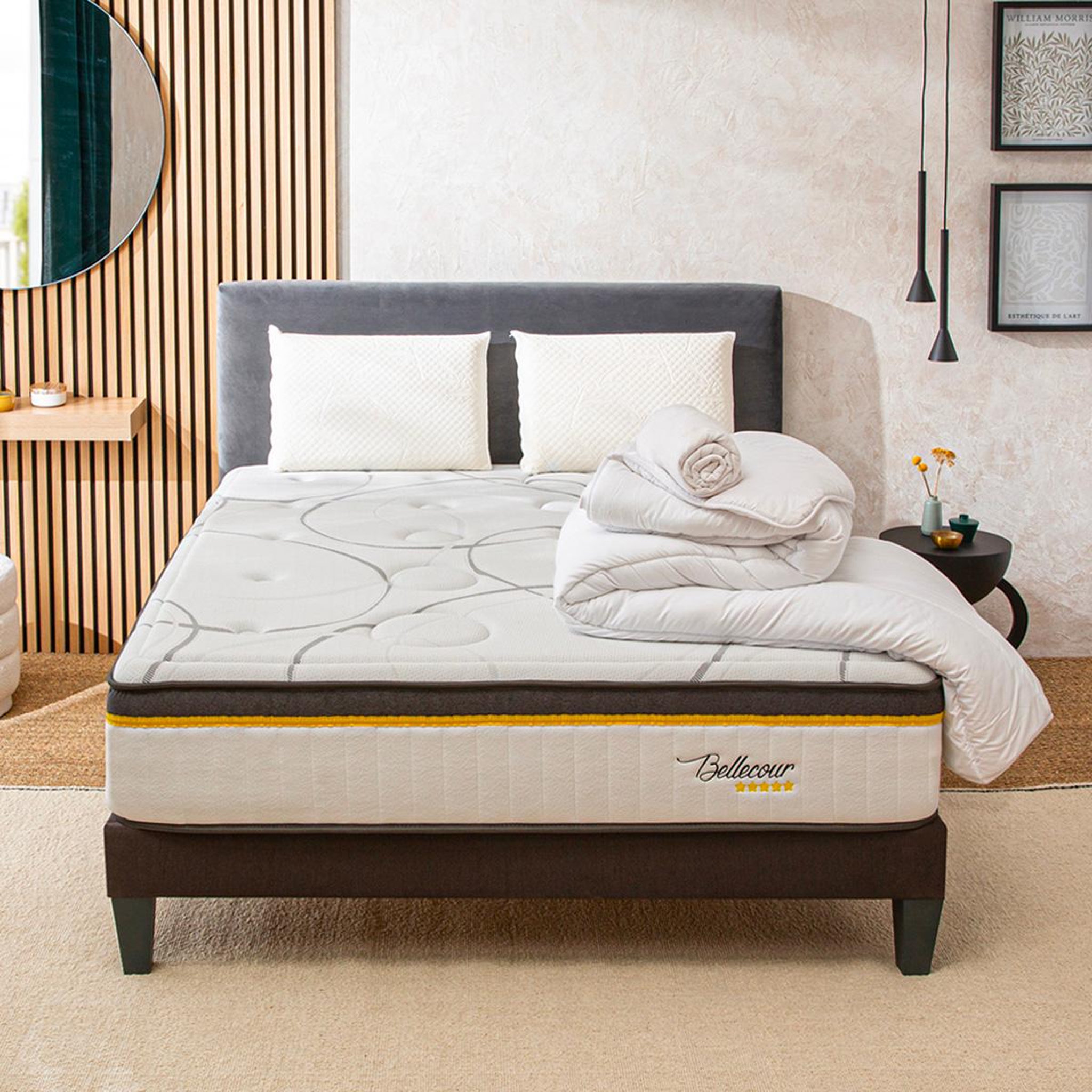 Voir la diapositive 2 : BELLECOUR Bellecour literie | pack prêt à dormir bellecour 3.0 | matelas ressorts ensachés + sommier + accessoires