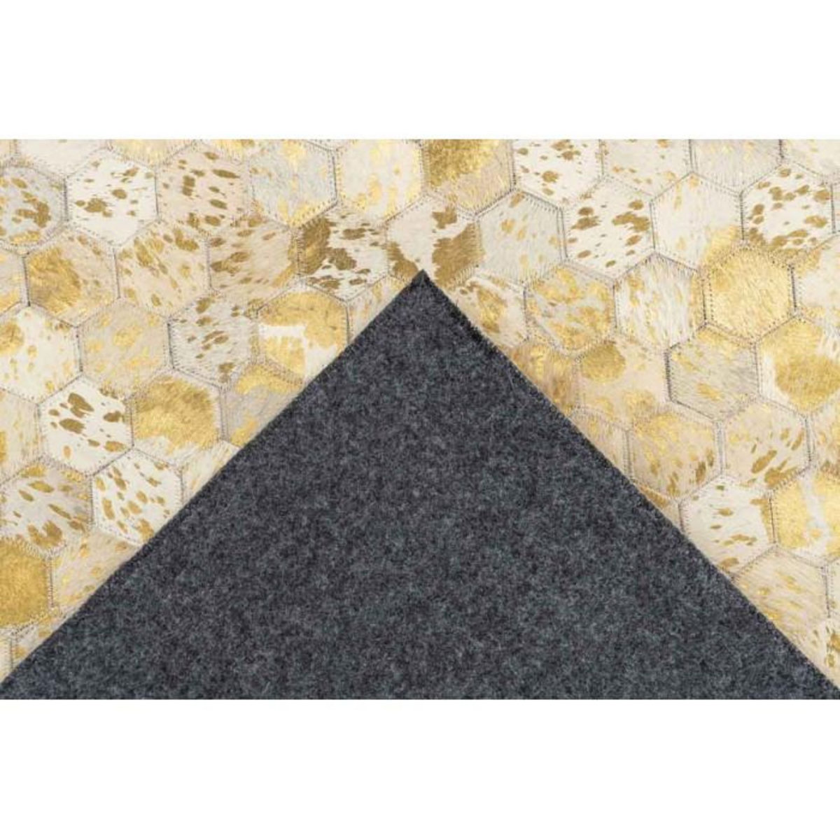 Paris Prix Tapis Fait Main en Cuir à Poils Ras  Ravi  Or