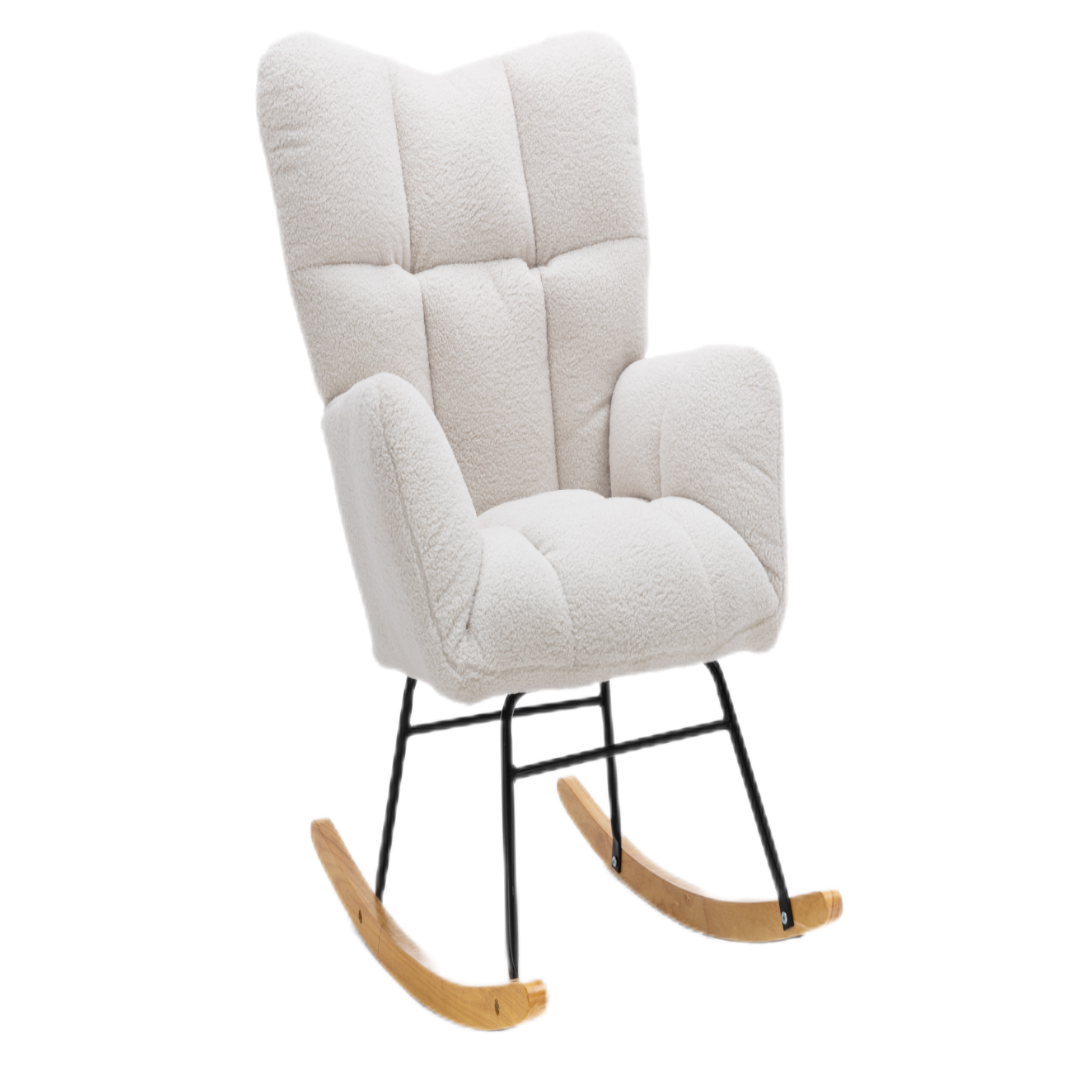 MERAX Fauteuil à Bascule Chaise à Bascule Rocking Chair Fauteuil Relax Teddy Blanc