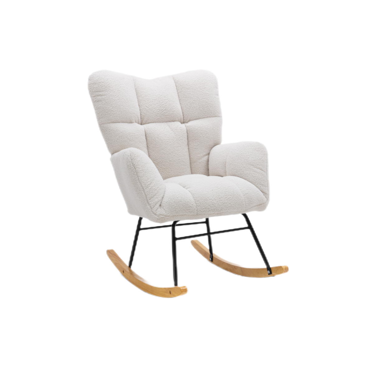 MERAX Fauteuil à Bascule Chaise à Bascule Rocking Chair Fauteuil Relax Teddy Blanc