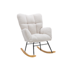 MERAX Fauteuil à Bascule Chaise à Bascule Rocking Chair Fauteuil Relax Teddy Blanc