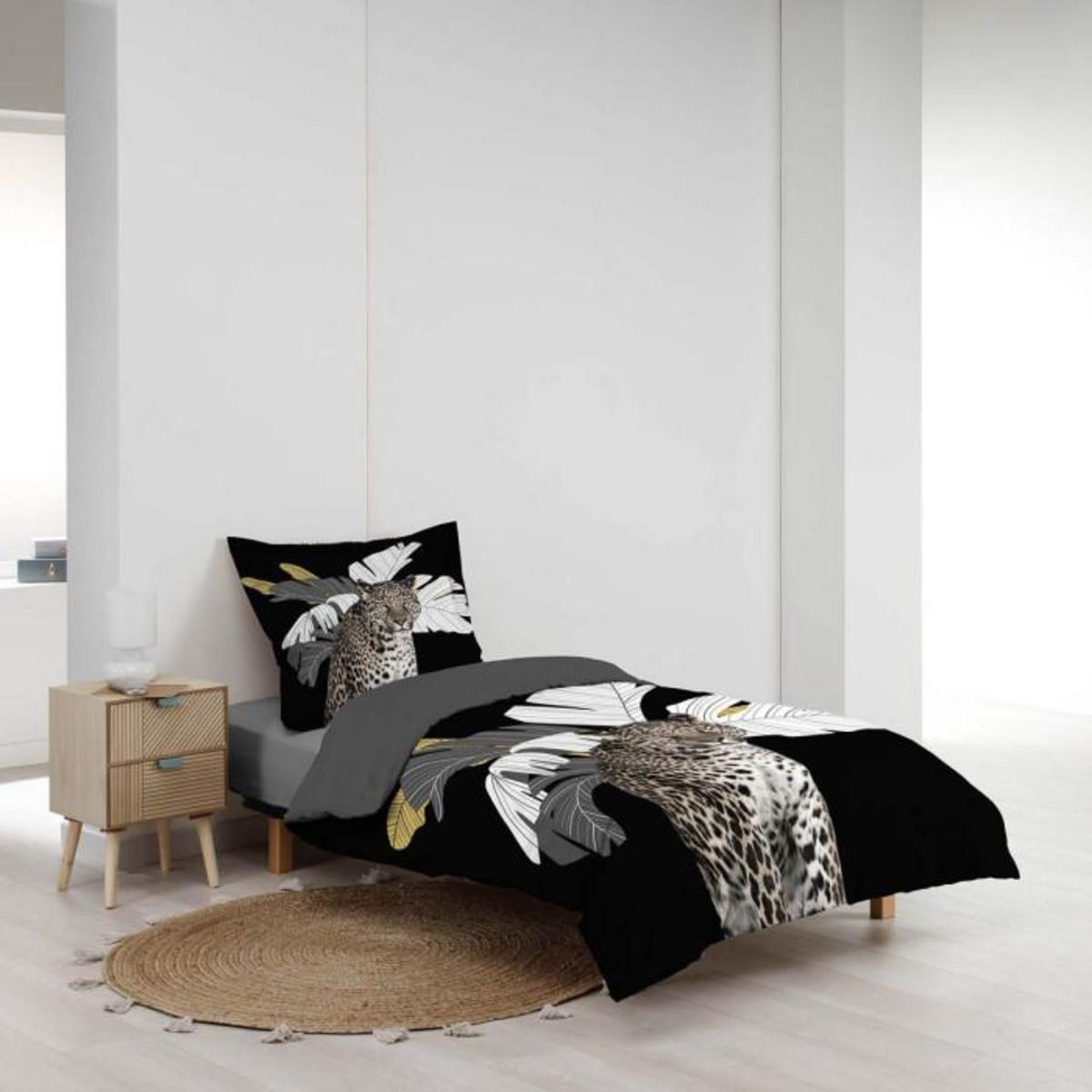 Paris Prix Parure de Lit 2 Pièces  Rexa  140x200cm Noir