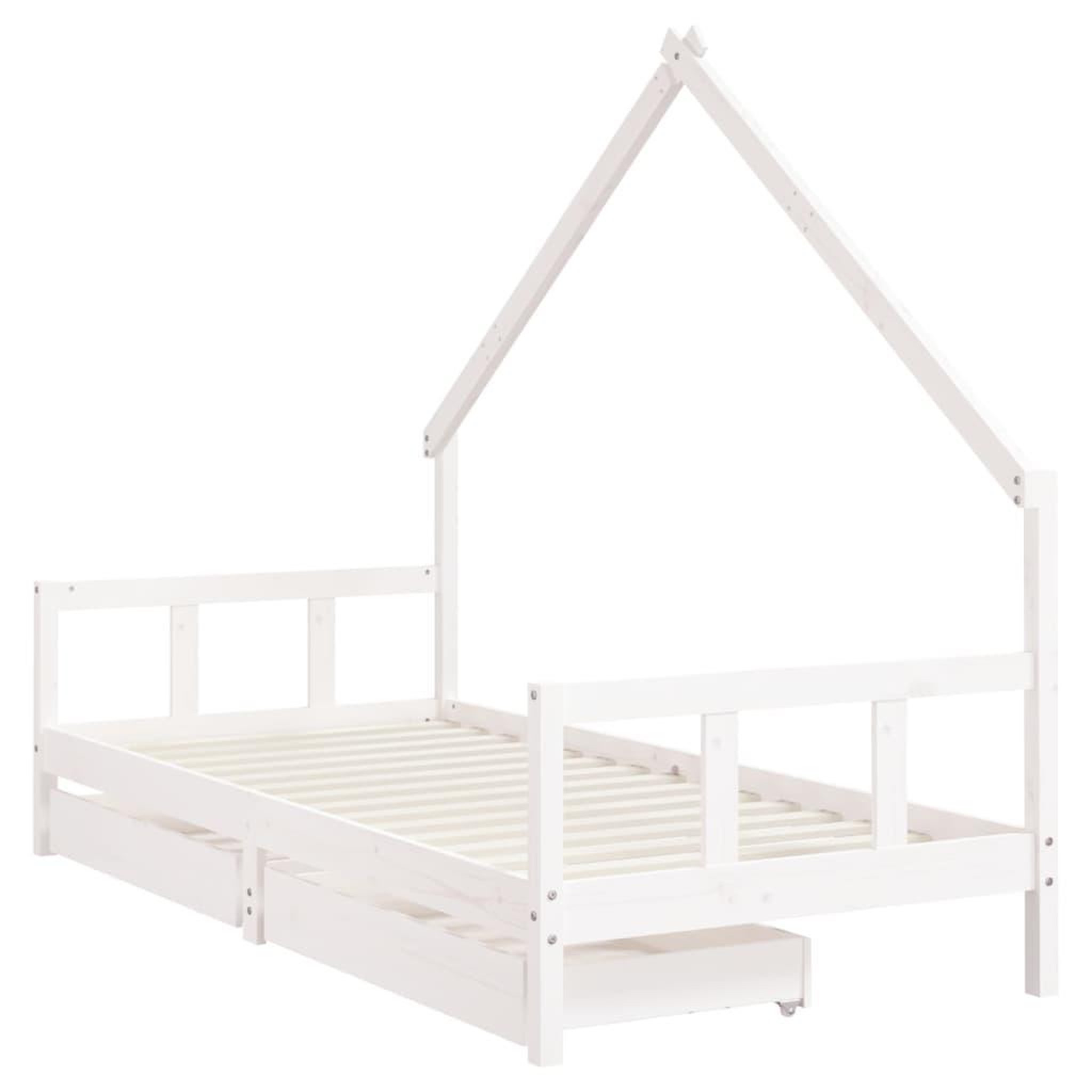 Voir la diapositive 3 : VIDAXL Cadre de lit enfant tiroirs blanc 90x200 cm bois de pin massif