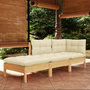 Voir la diapositive 1 : VIDAXL Salon de jardin 3 pcs avec coussins creme Bois de pin massif