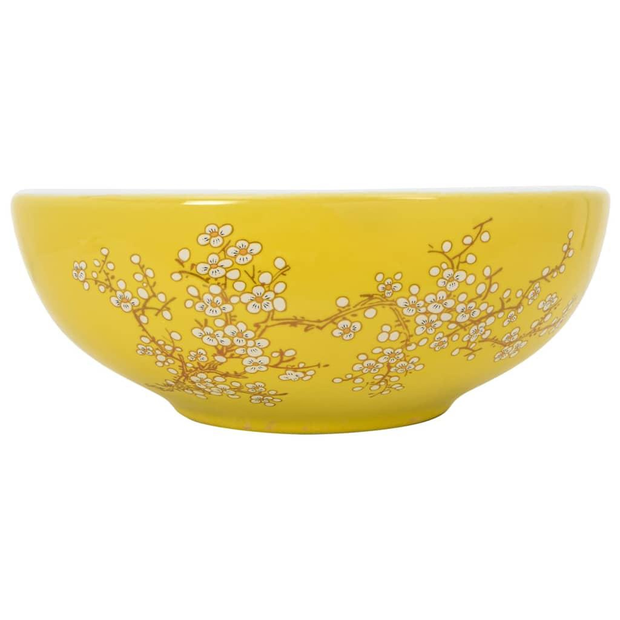 Voir la diapositive 2 : VIDAXL Vasque a poser blanc et jaune rond Φ41x14 cm ceramique