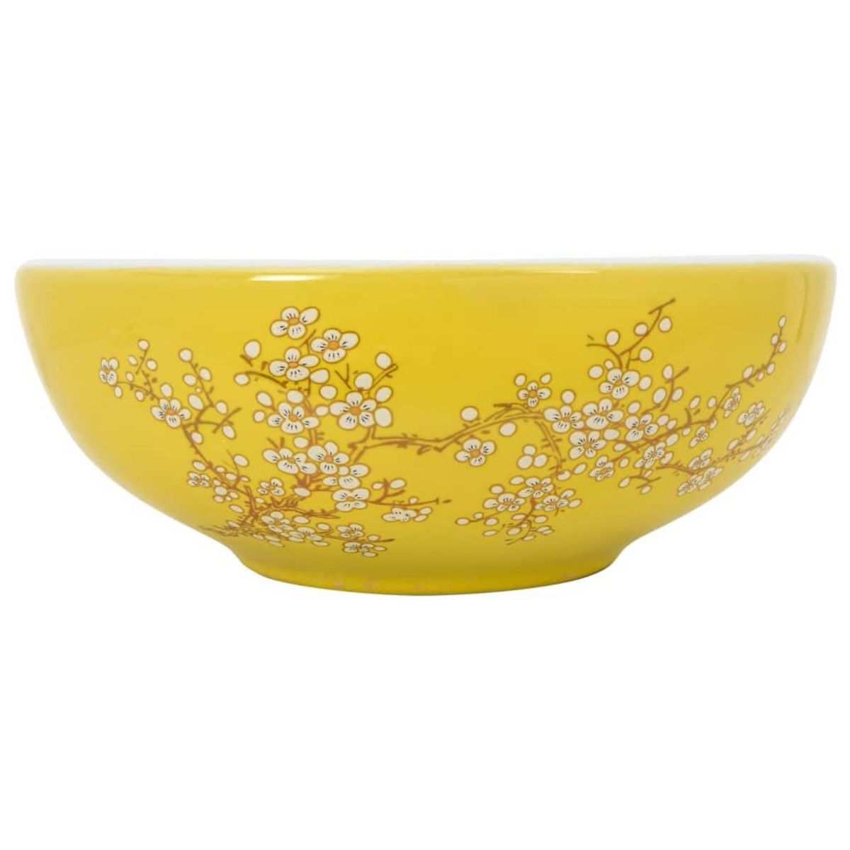 VIDAXL Vasque a poser blanc et jaune rond Φ41x14 cm ceramique