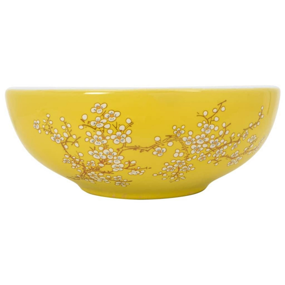 VIDAXL Vasque a poser blanc et jaune rond Φ41x14 cm ceramique