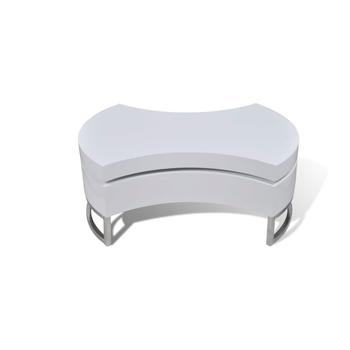 VIDAXL Table basse a forme reglable blanc brillant