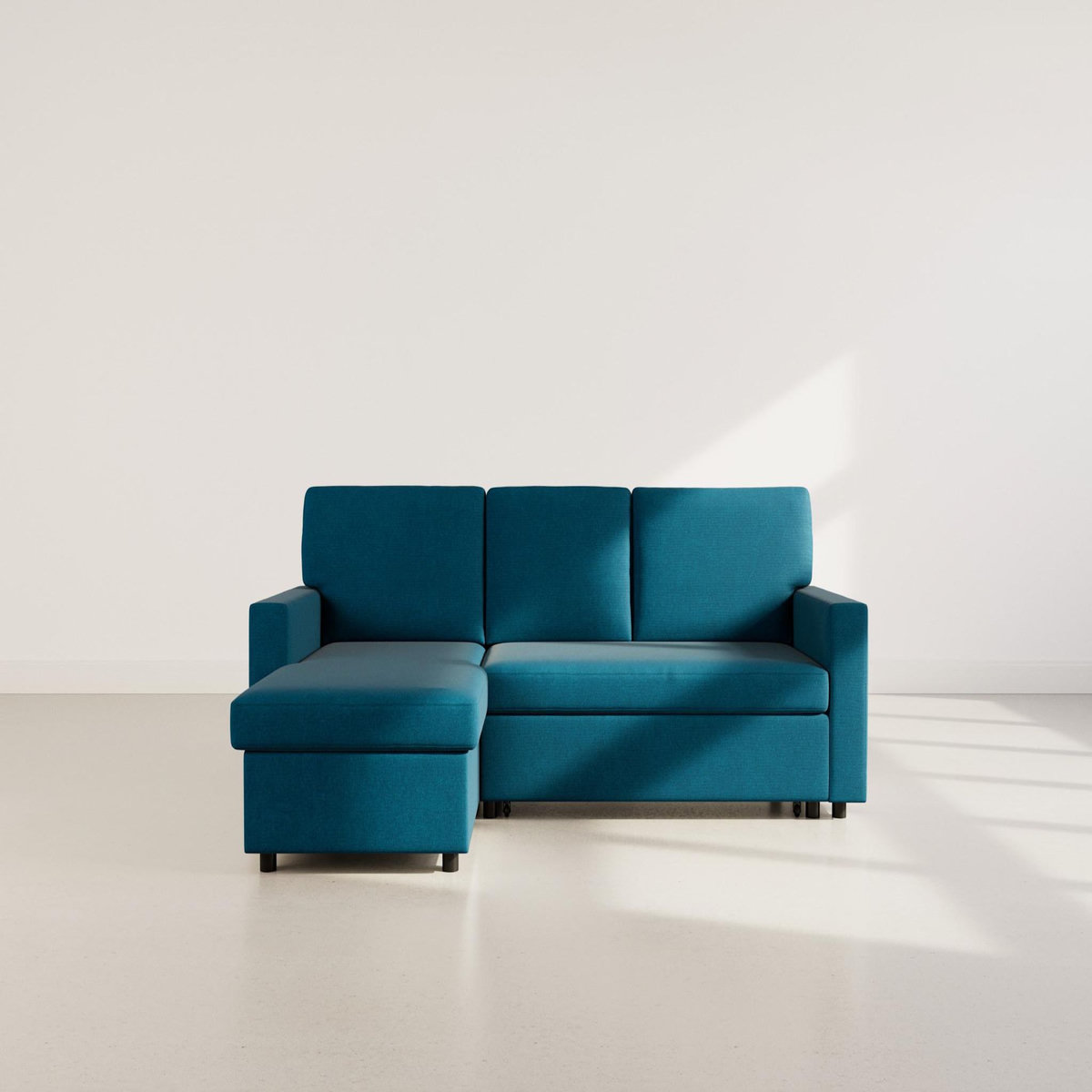 BEST MOBILIER Meiya - canapé d'angle réversible 4 places convertible avec coffre en tissu