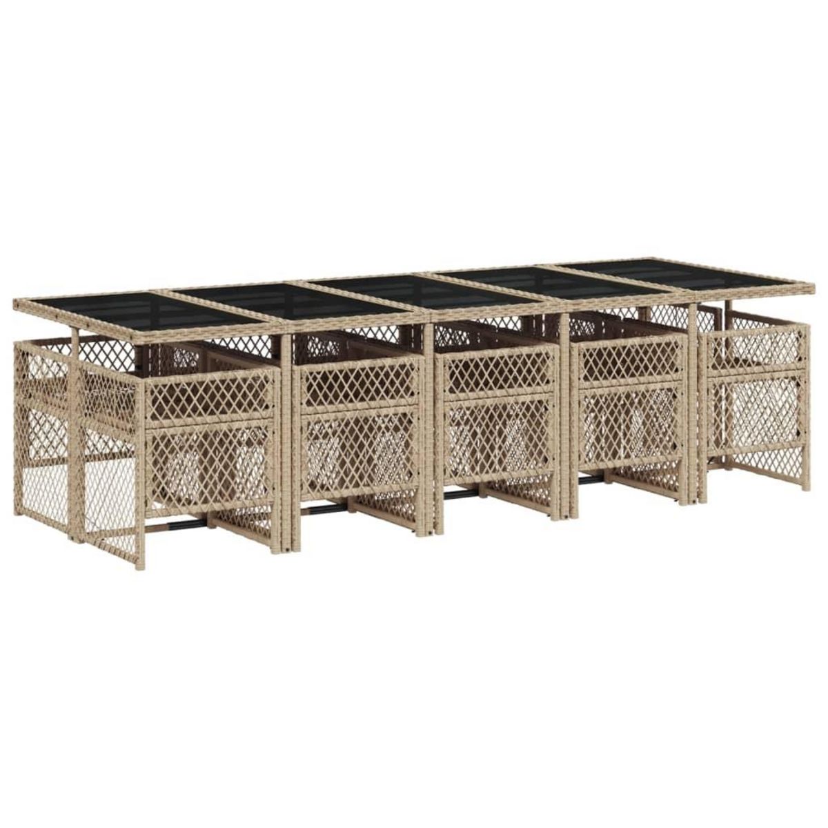 VIDAXL Ensemble a manger de jardin et coussins 11 pcs beige poly rotin