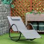 Voir la diapositive 4 : OUTSUNNY Chaise longue à bascule rocking chair design contemporain dim. 160L x 61l x 79H cm métal textilène gris