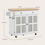 Voir la diapositive 3 : HOMCOM Desserte de cuisine multi-rangement - 2 portes, 2 étagères, tiroir, porte-épices, porte-torchon - blanc bois hévéa