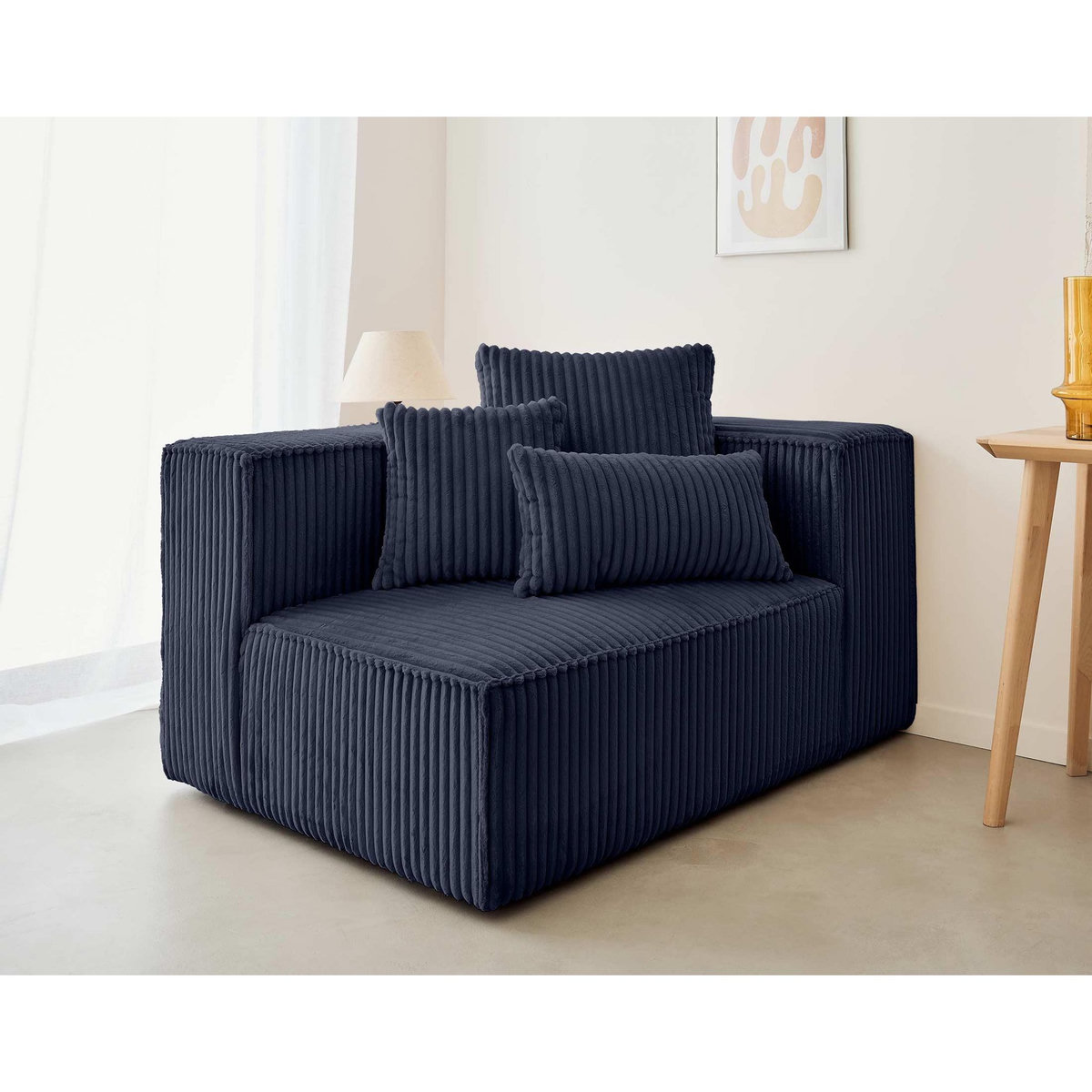 LISA DESIGN Colombine - module d'assise droit - en velours côtelé grosses côtes