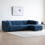 Voir la diapositive 6 : CONCEPT USINE Canapé modulable 4 places: canapé droit 3 places + 1 pouf velours côtelé bleu MONROE