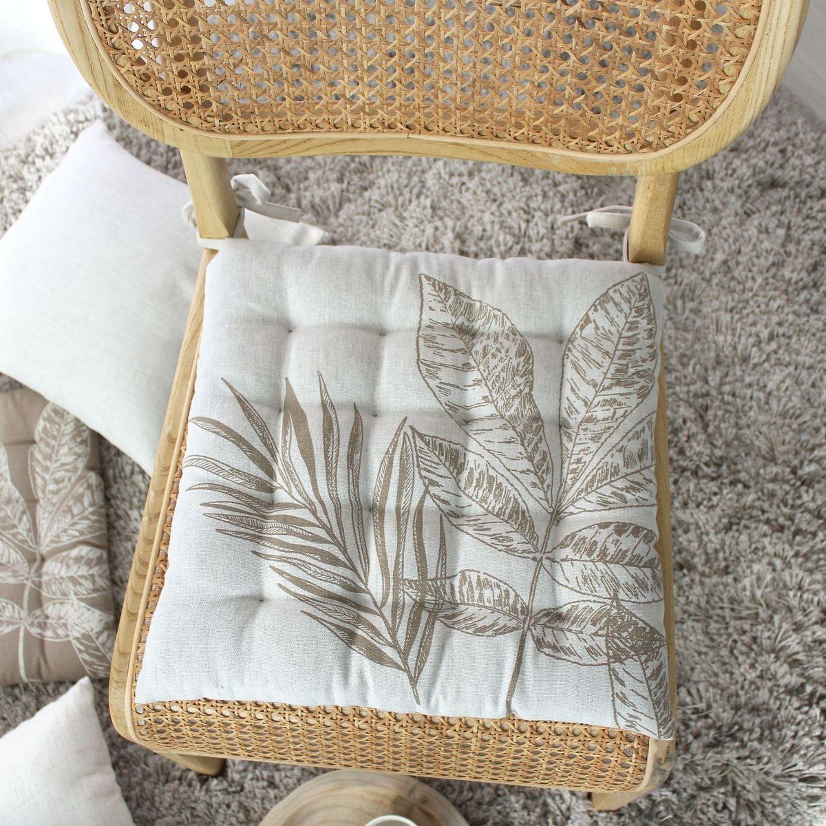 TOILINUX Galette de chaise en coton recyclée NATURA