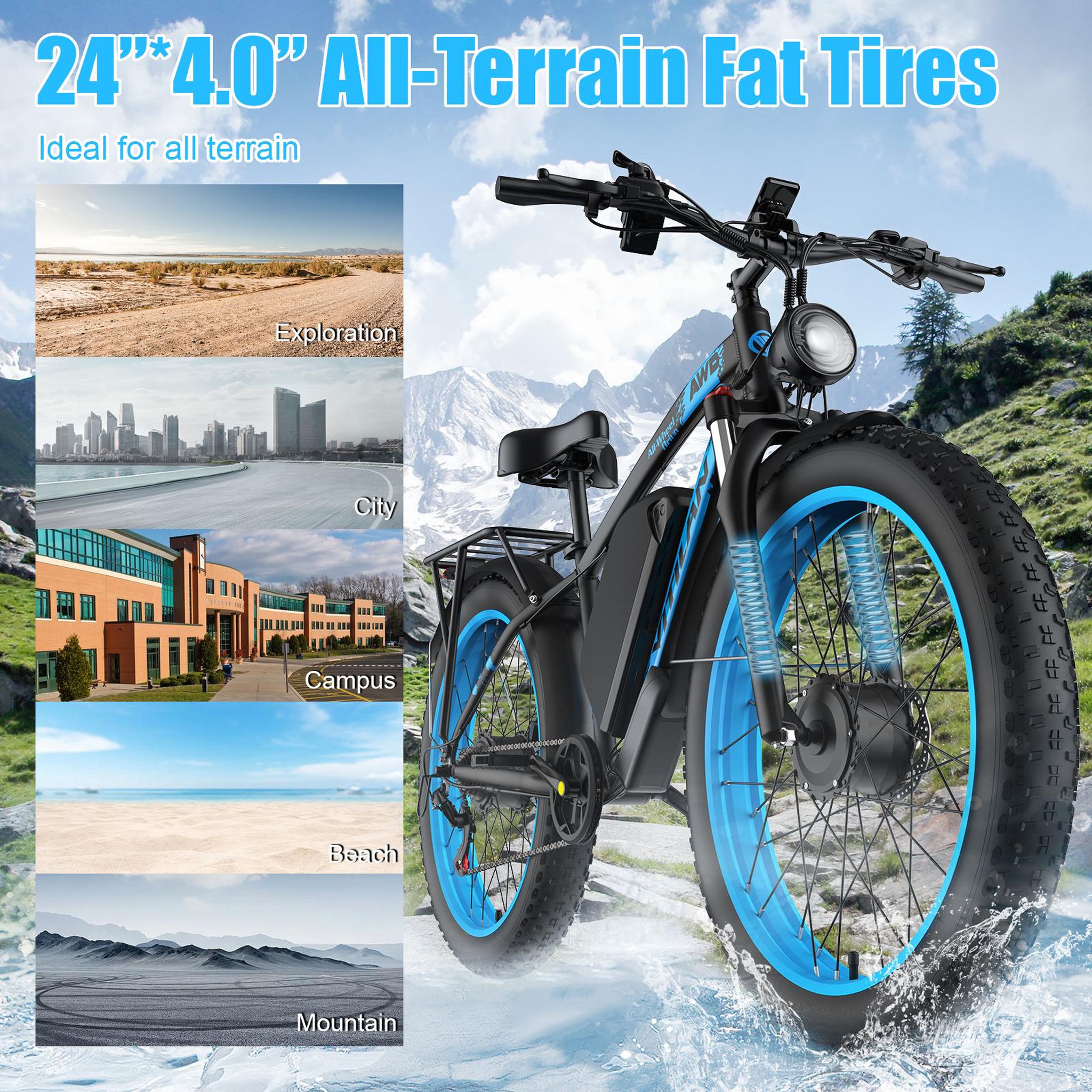 Voir la diapositive 5 : VITILAN Vélo électrique Vitilan H5, double moteur, batterie amovible 52 V 25 Ah, pneus larges