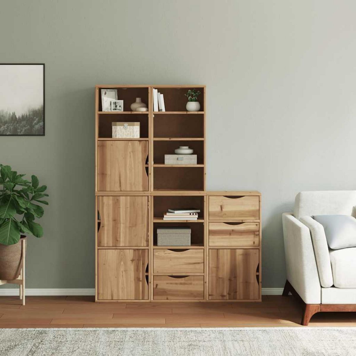 VIDAXL Armoires laterales 5 pcs ODDA 40x24x79 cm bois massif pin