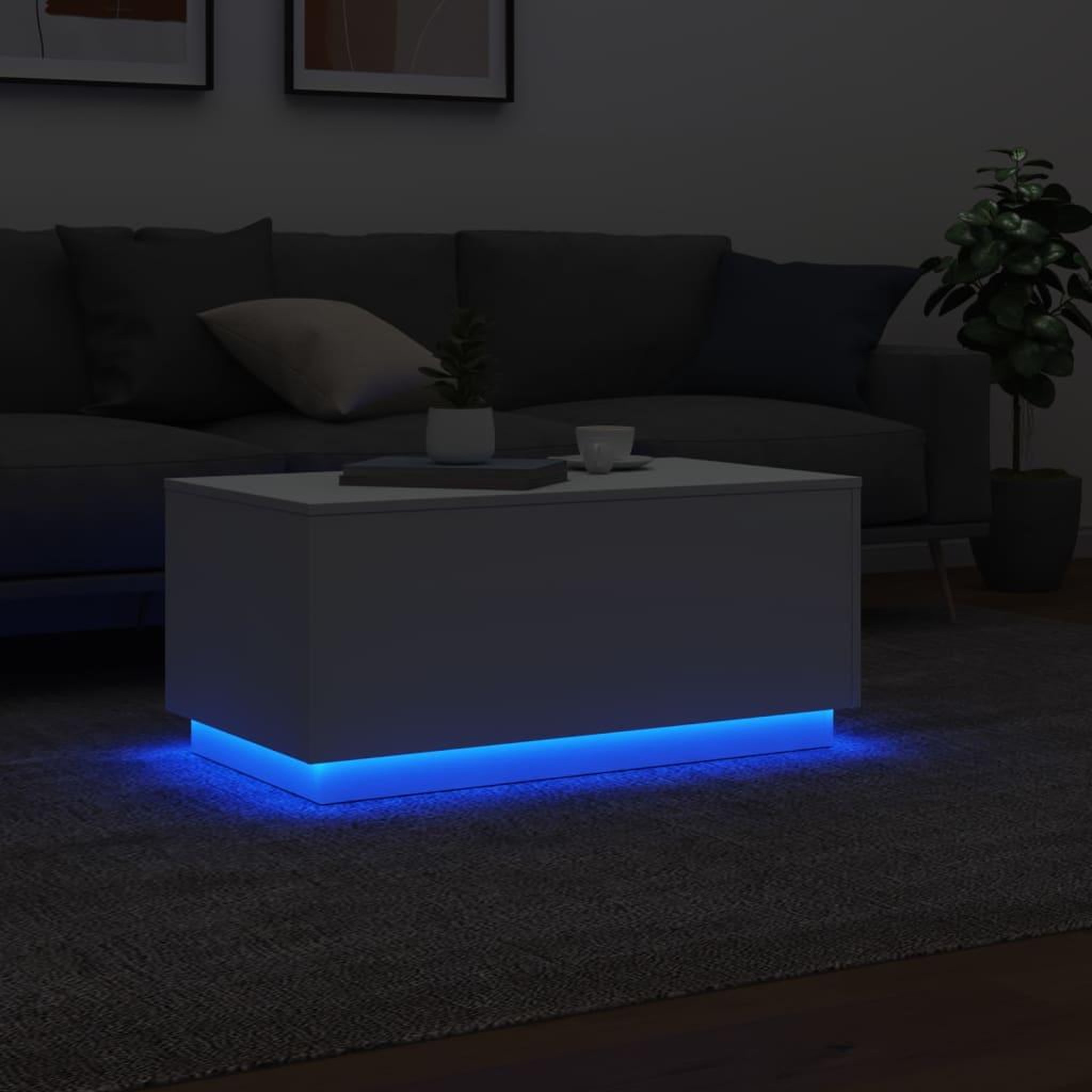 Voir la diapositive 5 : VIDAXL Table basse avec lumieres LED blanc 90x50x40 cm