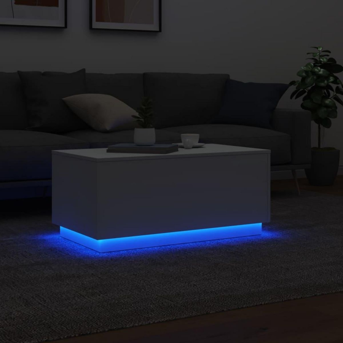 VIDAXL Table basse avec lumieres LED blanc 90x50x40 cm