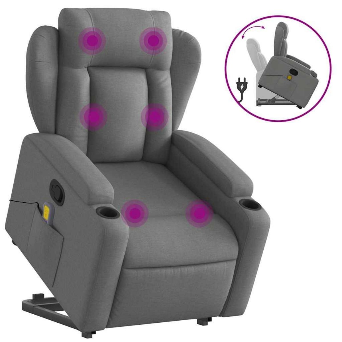 VIDAXL Fauteuil de massage inclinable Gris fonce Tissu