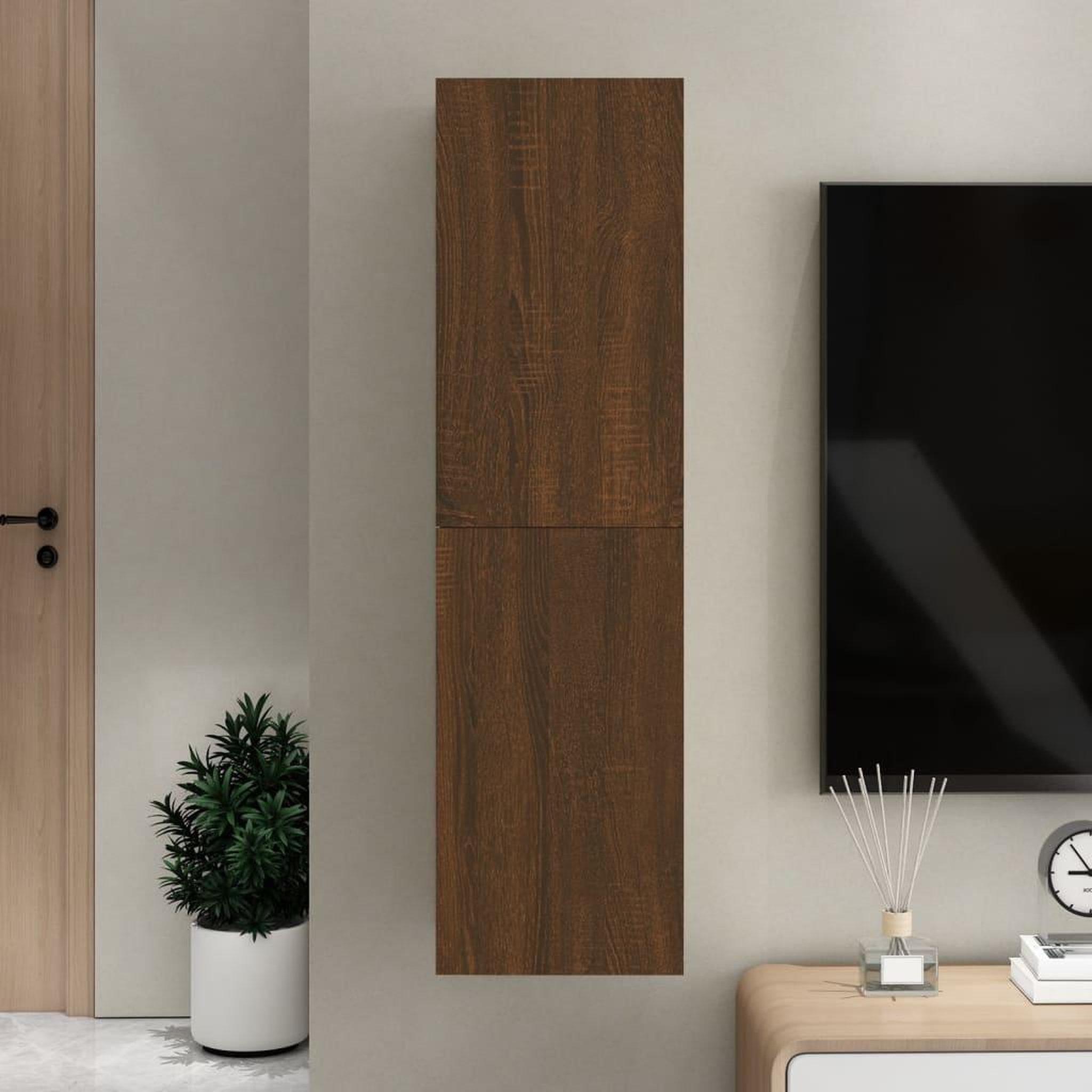 Voir la diapositive 1 : VIDAXL Meuble TV mural Chene marron 30,5x30x110 cm