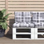 VIDAXL Coussins de palette lot de 2 motif a carreaux gris tissu