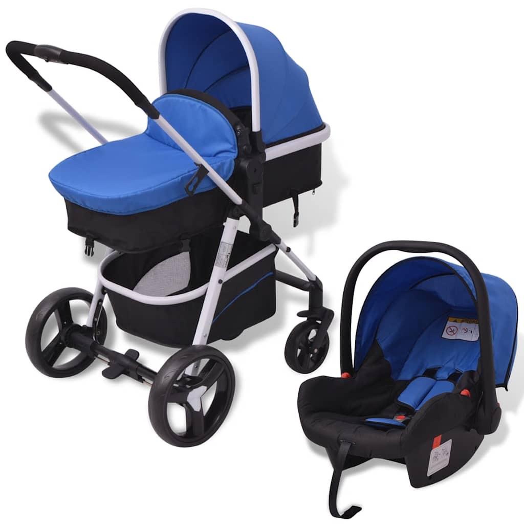 Voir la diapositive 1 : VIDAXL Poussette 3-en-1 Aluminium Bleu et noir