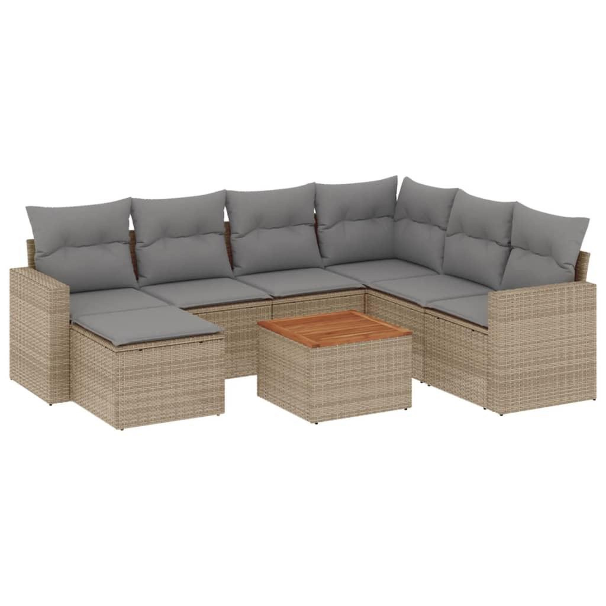 Voir la diapositive 2 : VIDAXL Salon de jardin avec coussins 8pcs melange beige resine tressee