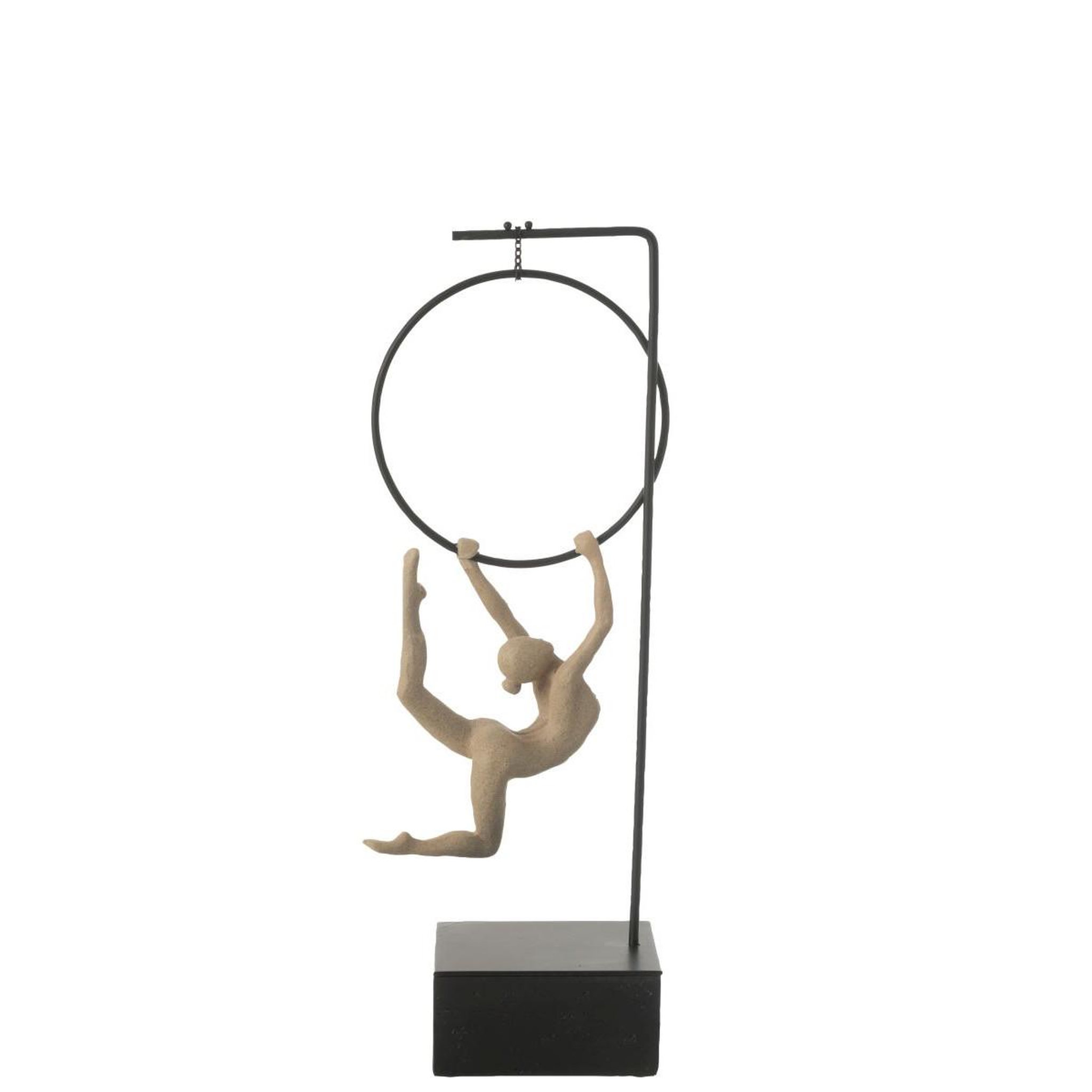 Voir la diapositive 4 : J-LINE Gymnaste cerceau sur socle  alpha  48cm beige & noir