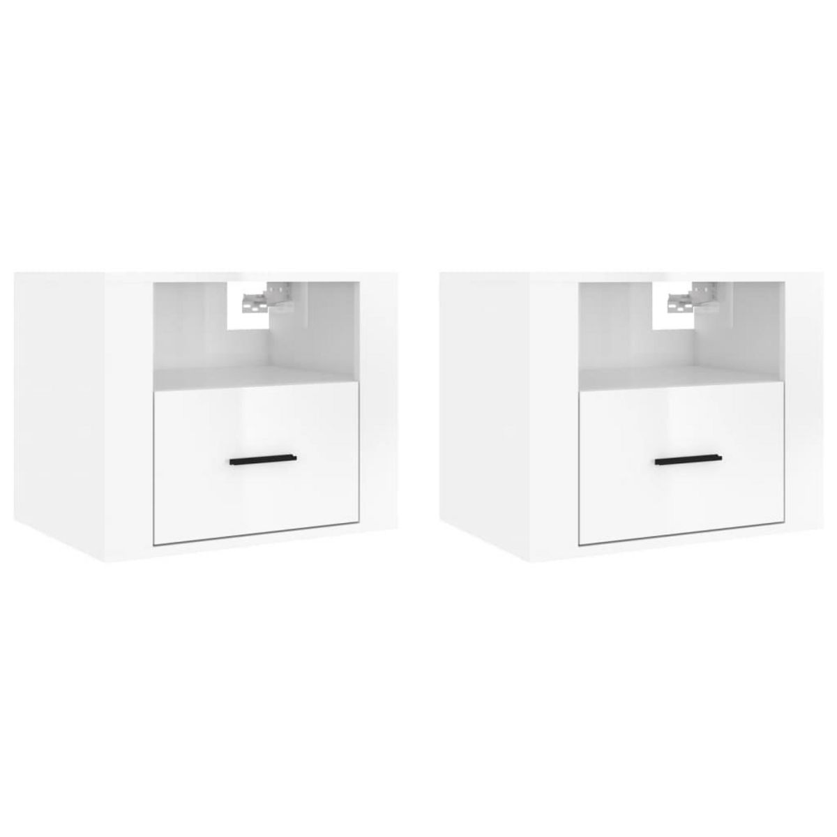 VIDAXL Tables de chevet murales 2 pcs Blanc brillant 50x36x40 cm