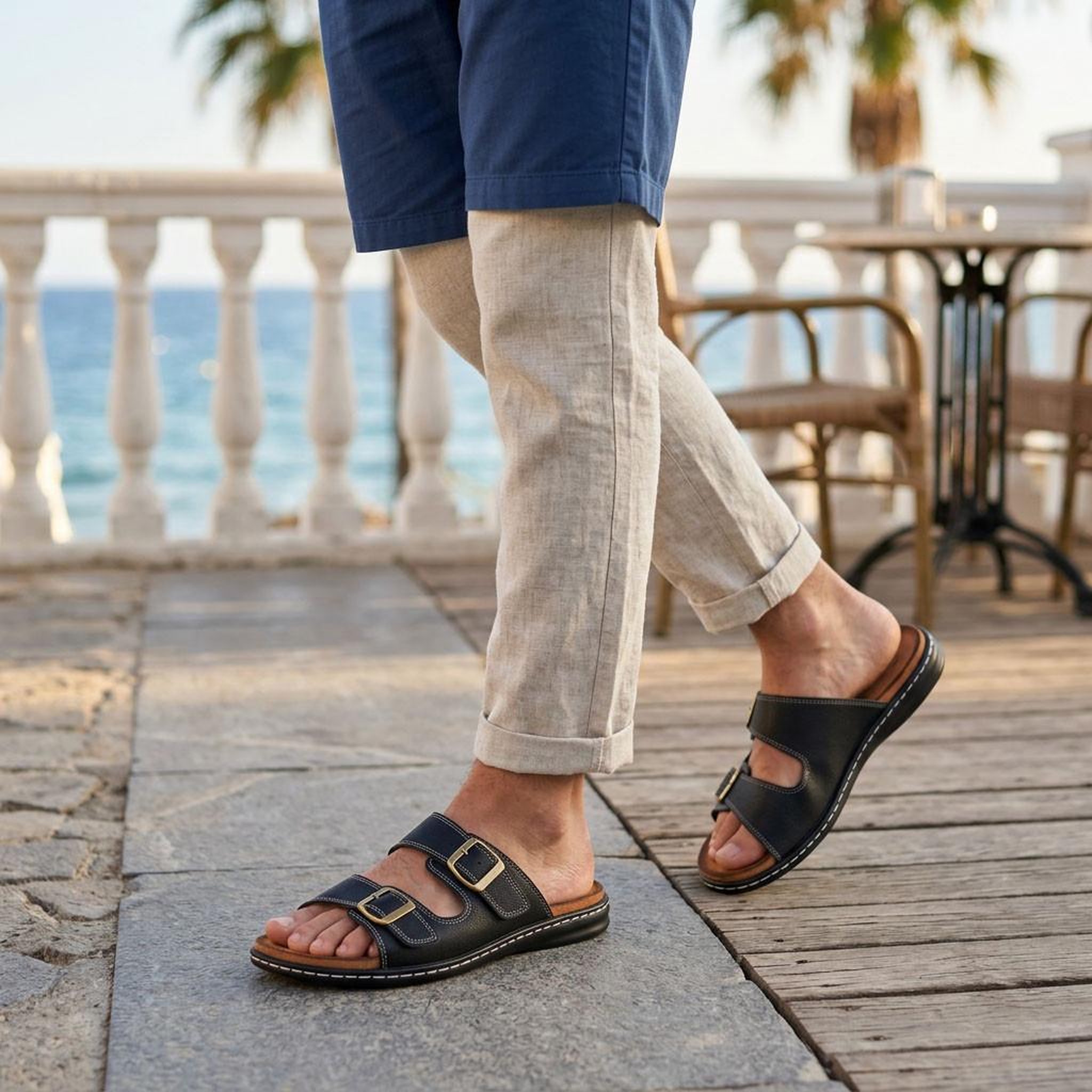 Voir la diapositive 2 : OZABI OZABI Sandales homme boucles réglables confort été