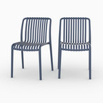 MAISON PAVANE Lot de 2 chaises de jardin empilables en plastique bleu marine-Duli