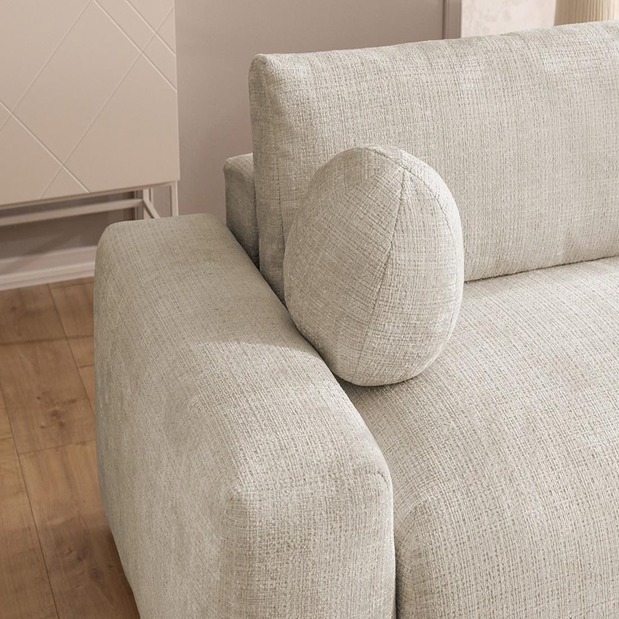 Voir la diapositive 5 : BEST MOBILIER Constance - canapé d'angle réversible 4 places convertible avec coffre en velours texturé
