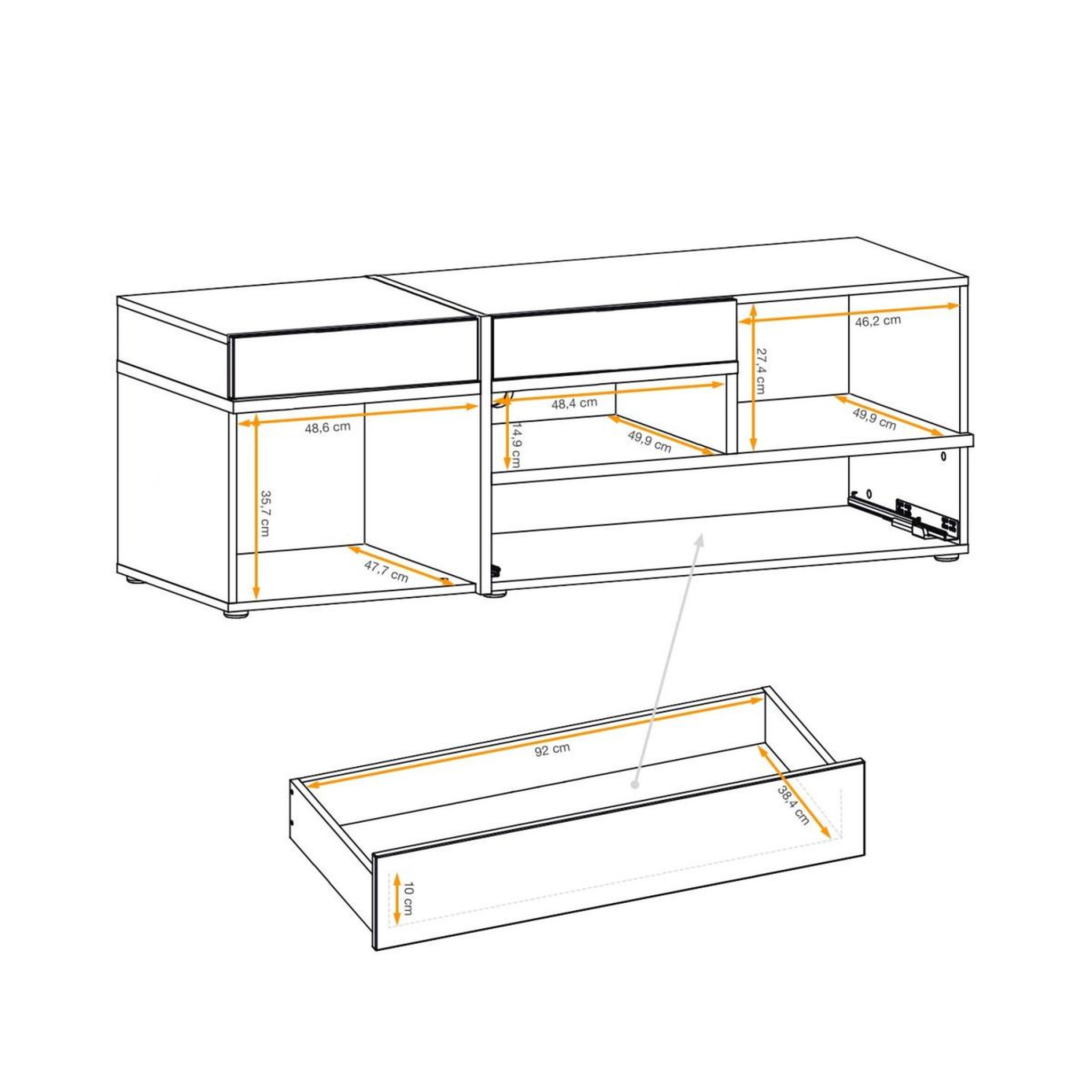 Voir la diapositive 4 : Paris Prix Meuble tv design led  cross  150cm blanc