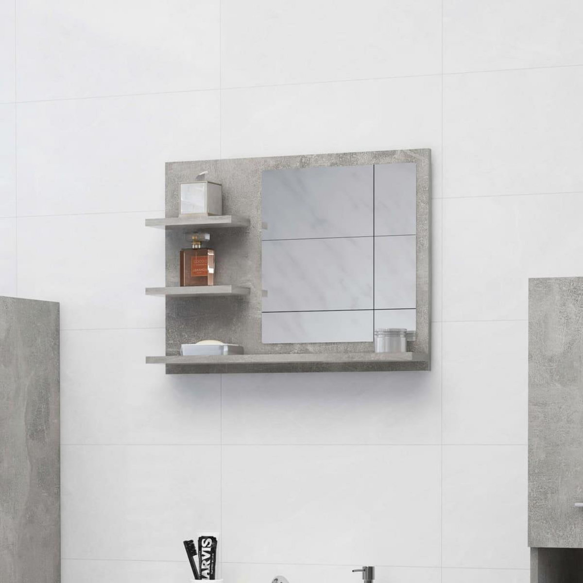 VIDAXL Miroir de salle de bain gris beton 60x10,5x45cm bois ingenierie