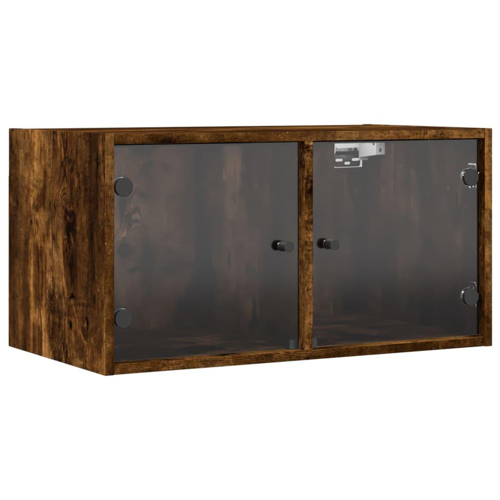 Voir la diapositive 2 : VIDAXL Armoire murale avec portes en verre chene fume 68,5x37x35 cm